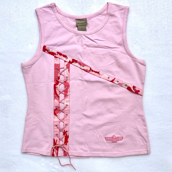 NEW DECODED Pink Camouflage Air Force Tank Top - Picture 1 of 3